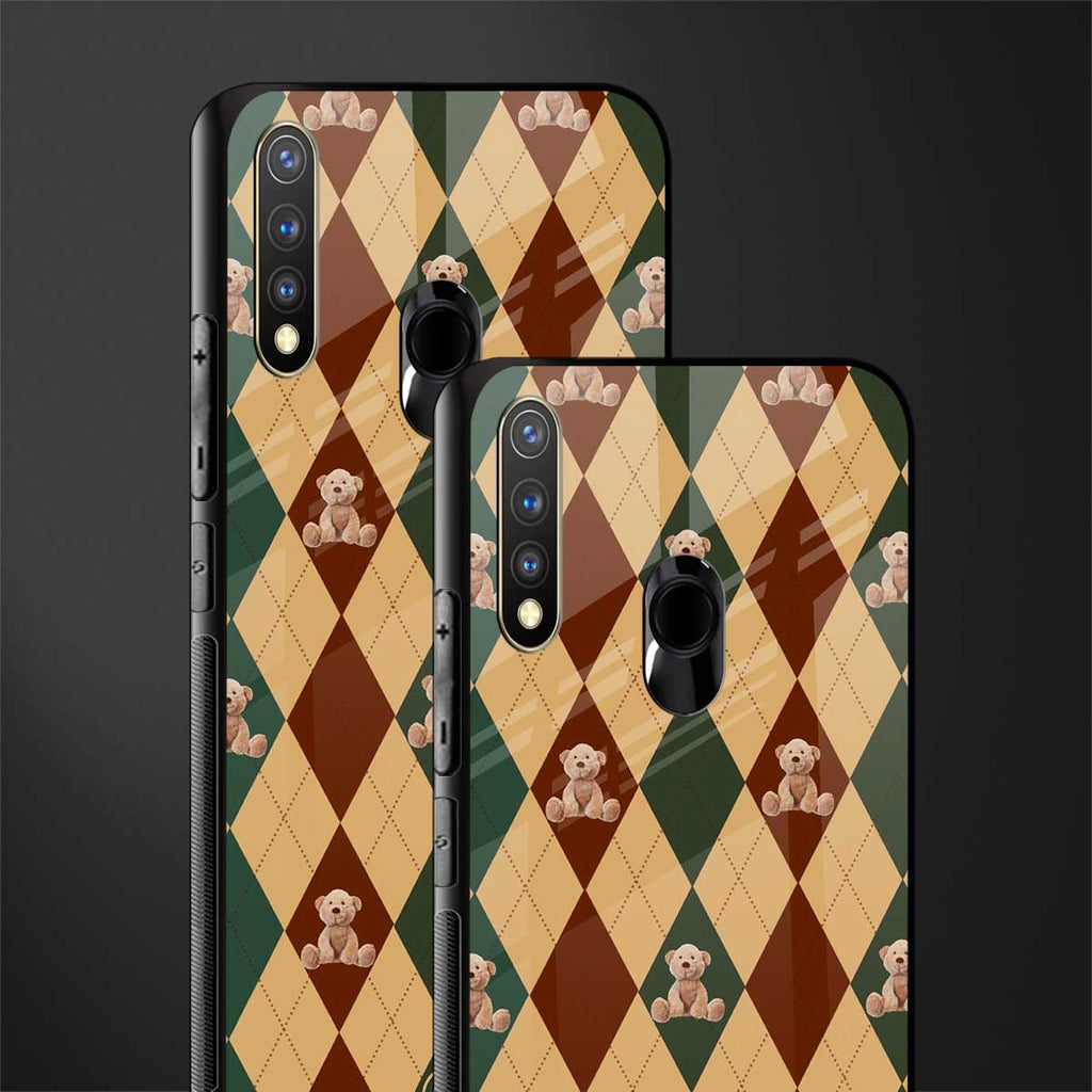 ted checkered pattern glass case for vivo y19 image-2
