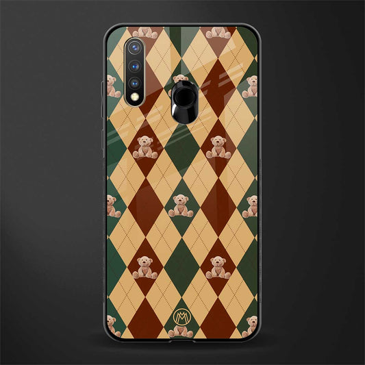 ted checkered pattern glass case for vivo u20 image