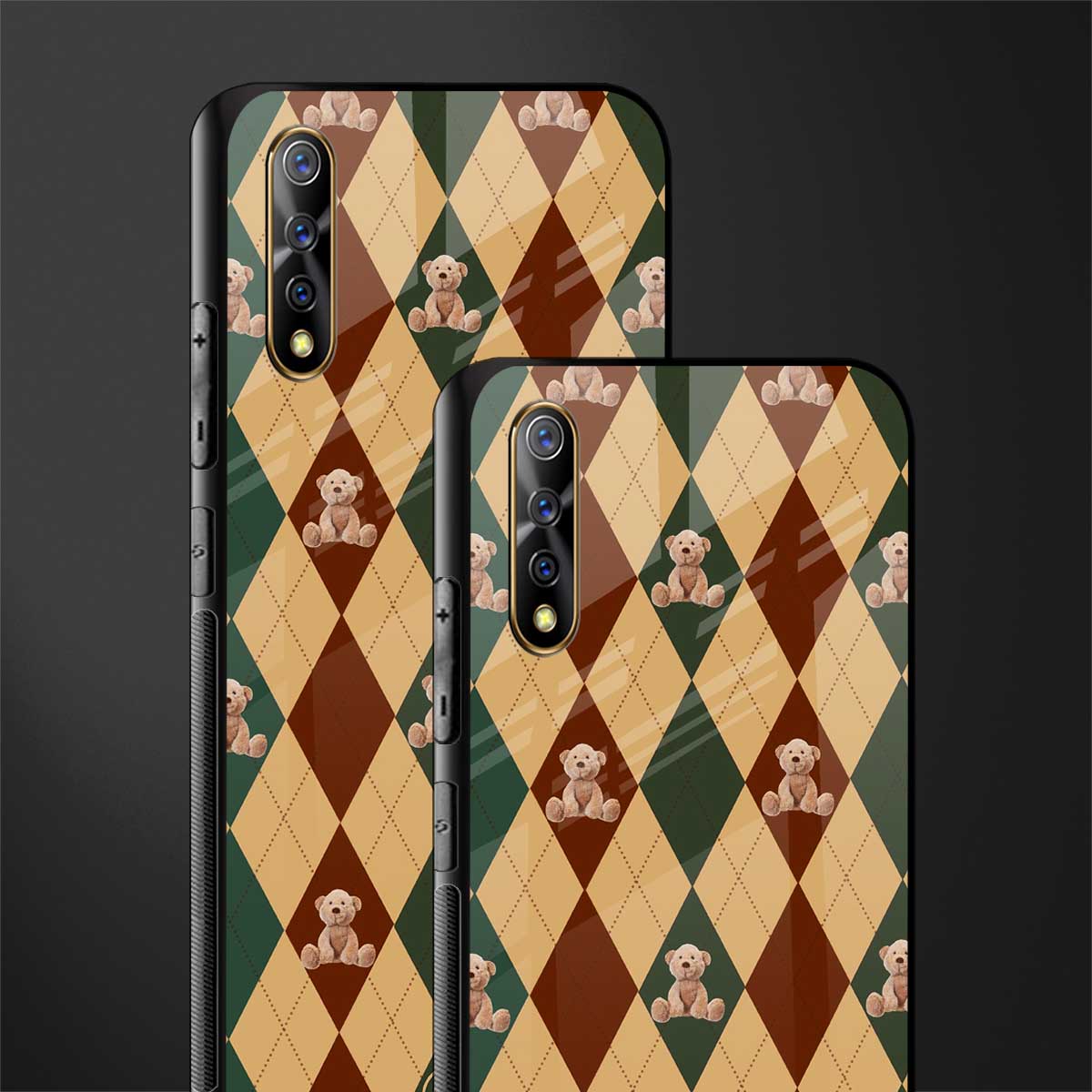 ted checkered pattern glass case for vivo z1x image-2