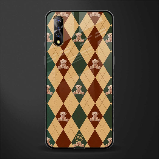 ted checkered pattern glass case for vivo s1 image