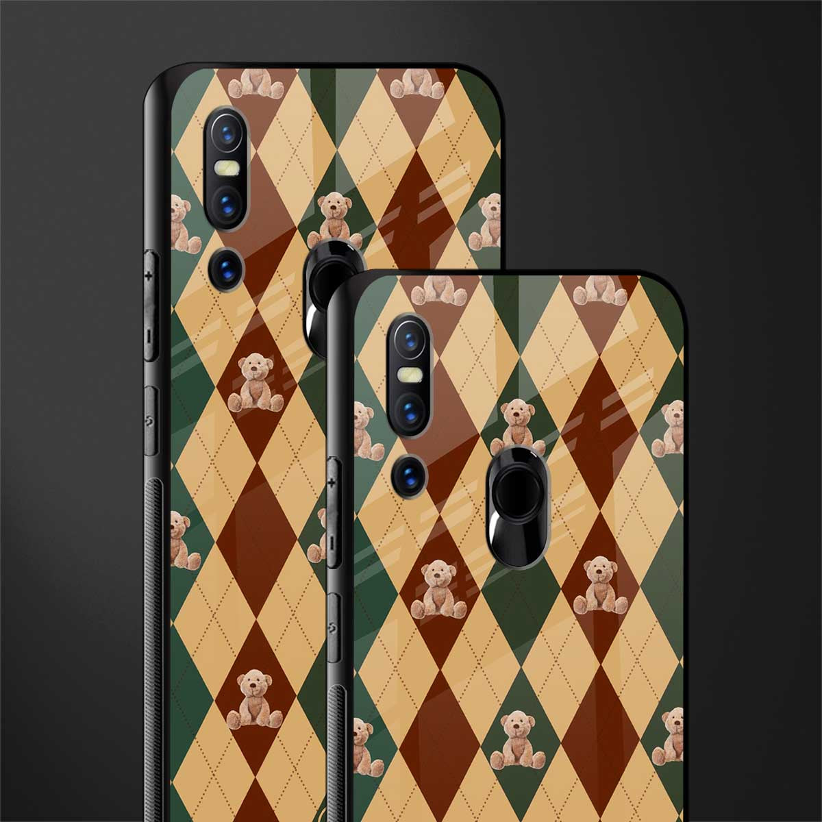 ted checkered pattern glass case for vivo v15 image-2
