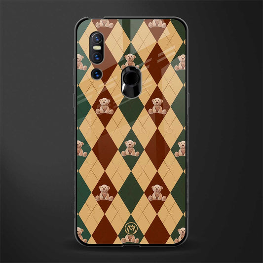 ted checkered pattern glass case for vivo v15 image