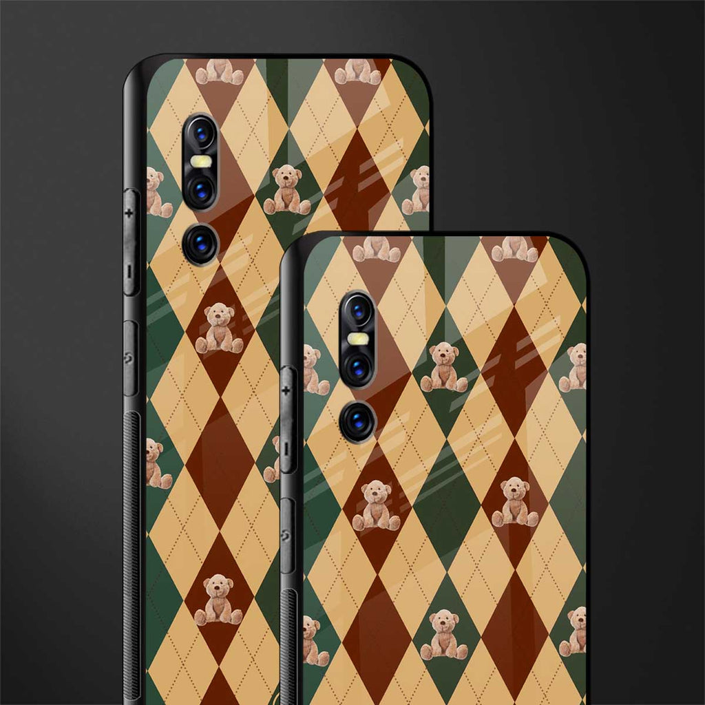 ted checkered pattern glass case for vivo v15 pro image-2