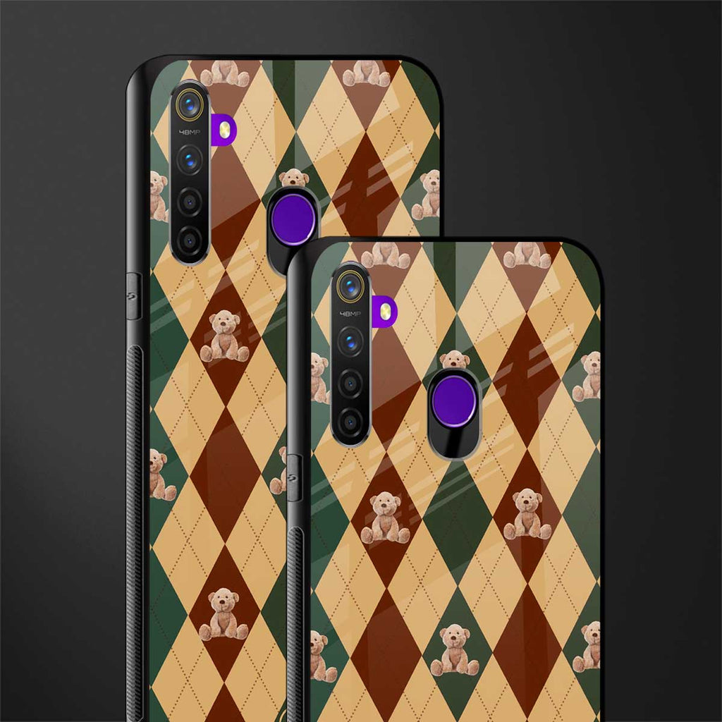 ted checkered pattern glass case for realme 5i image-2