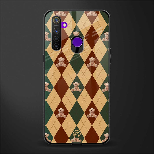 ted checkered pattern glass case for realme 5 pro image