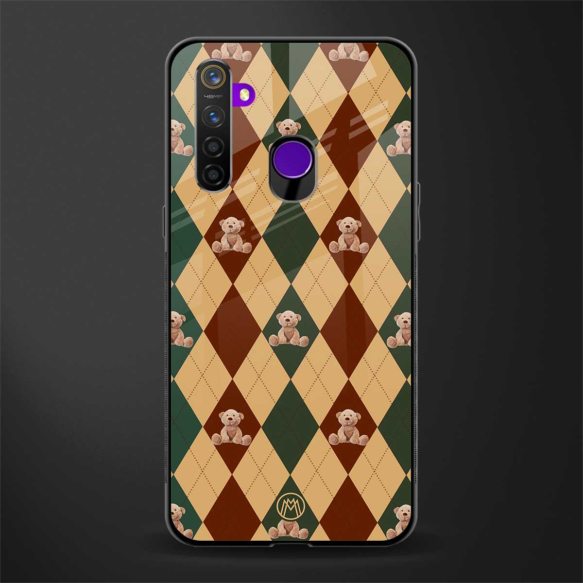 ted checkered pattern glass case for realme narzo 10 image