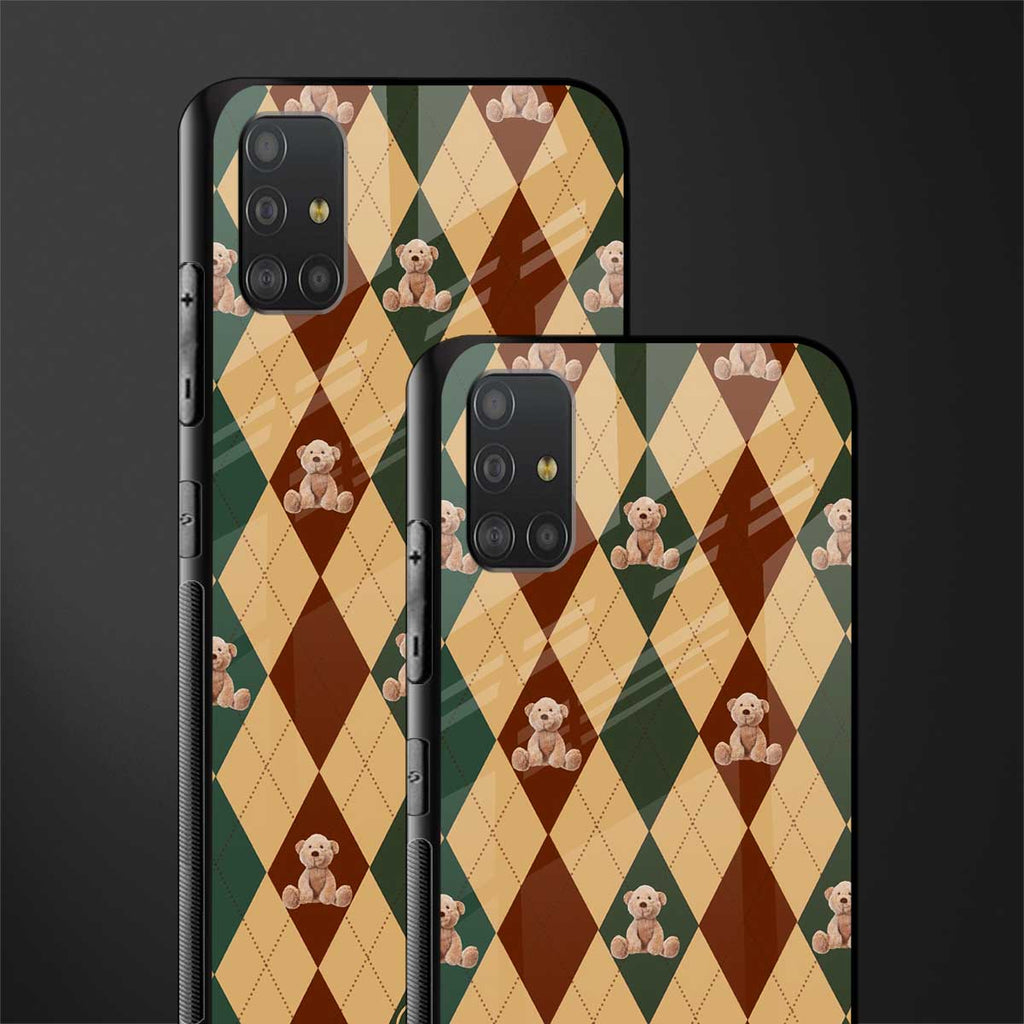ted checkered pattern glass case for samsung galaxy a51 image-2
