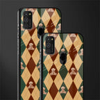 ted checkered pattern glass case for samsung galaxy m21 image-2