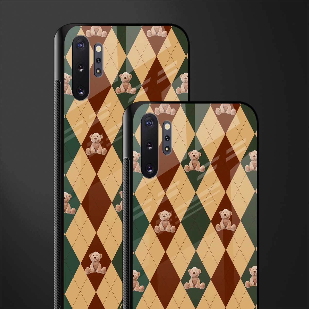 ted checkered pattern glass case for samsung galaxy note 10 plus image-2