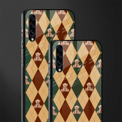 ted checkered pattern glass case for samsung galaxy a70 image-2