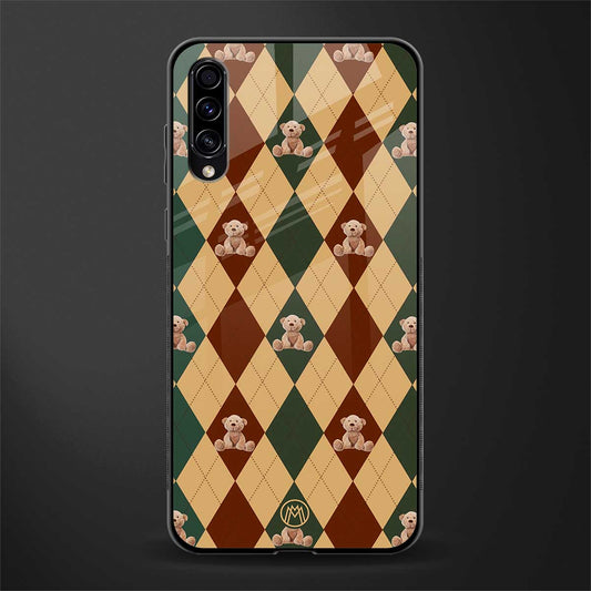 ted checkered pattern glass case for samsung galaxy a70 image