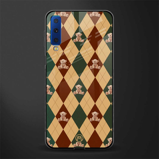 ted checkered pattern glass case for samsung galaxy a7 2018 image