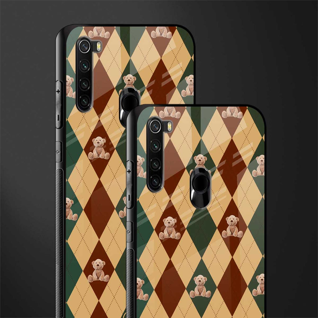 ted checkered pattern glass case for redmi note 8 image-2