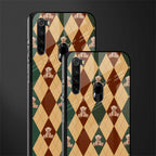 ted checkered pattern glass case for redmi note 8 image-2