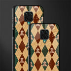 ted checkered pattern glass case for poco m2 pro image-2