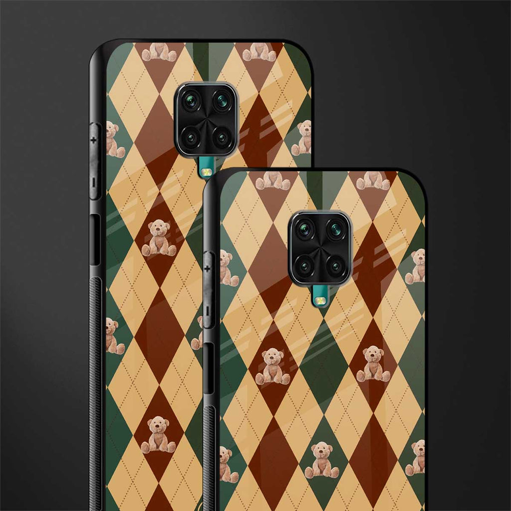 ted checkered pattern glass case for redmi note 9 pro image-2
