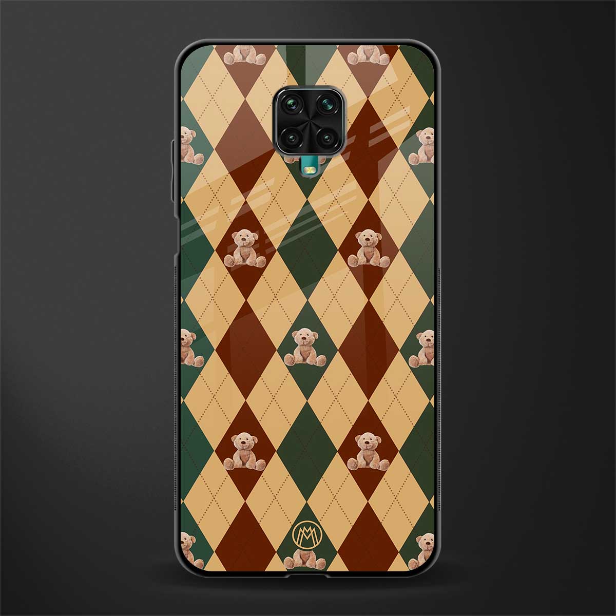 ted checkered pattern glass case for redmi note 9 pro image