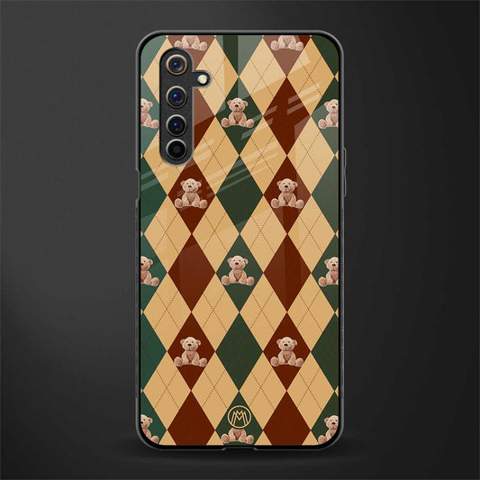 ted checkered pattern glass case for realme 6i image