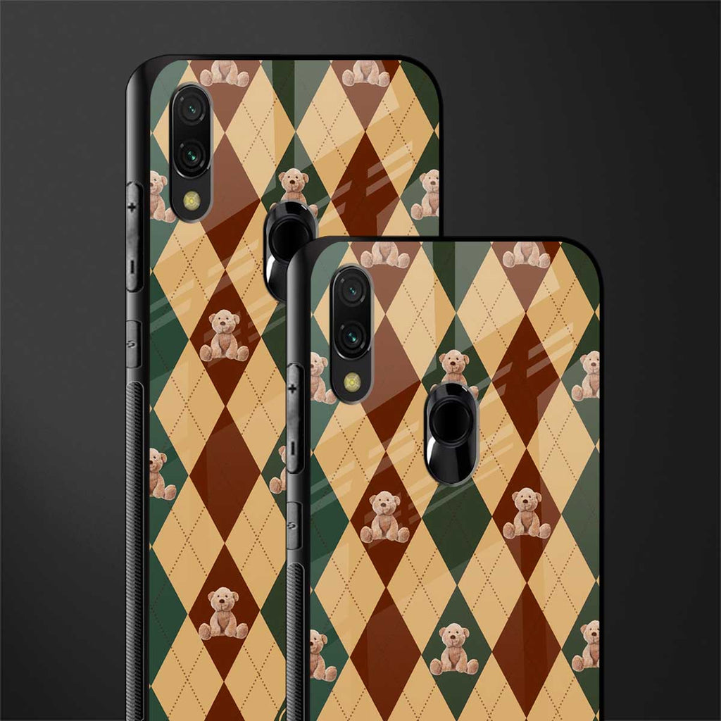 ted checkered pattern glass case for redmi note 7 image-2