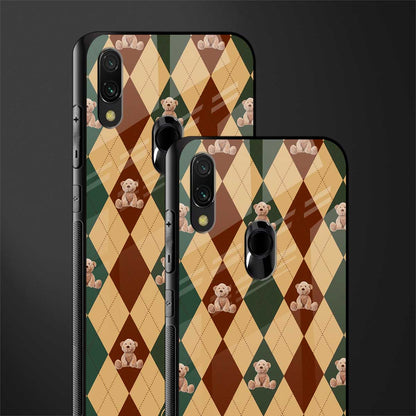 ted checkered pattern glass case for redmi note 7 pro image-2