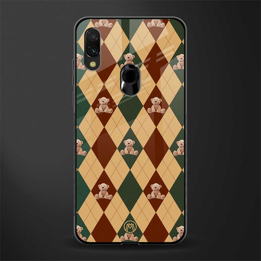 ted checkered pattern glass case for redmi note 7 pro image