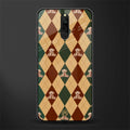 ted checkered pattern glass case for redmi 8 image