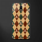 ted checkered pattern glass case for redmi 8a image
