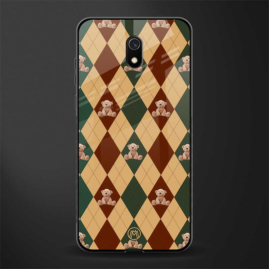 ted checkered pattern glass case for redmi 8a image