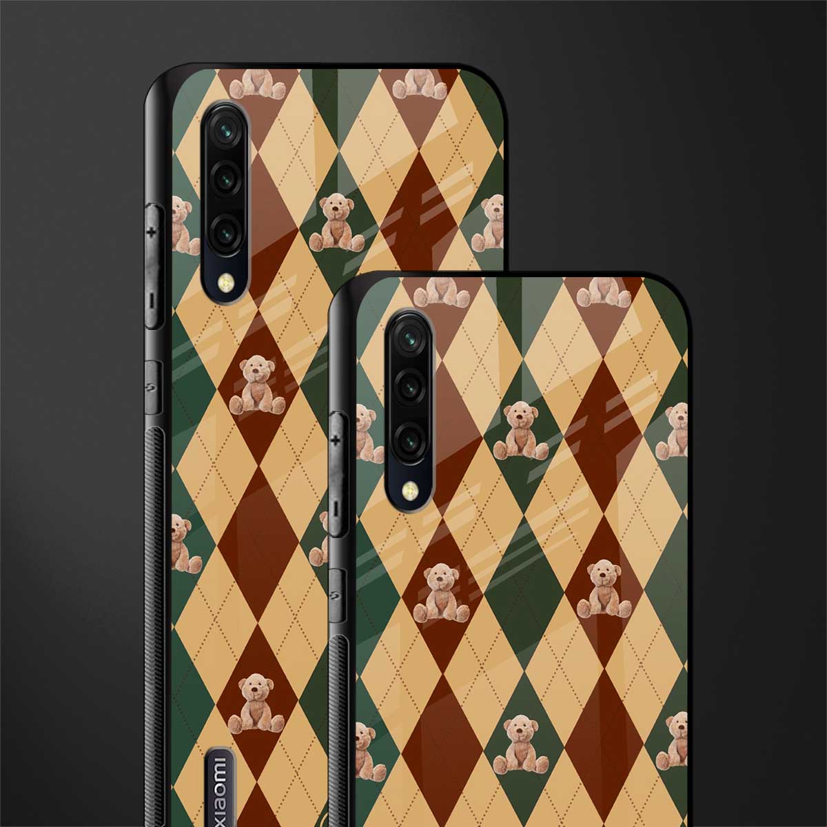 ted checkered pattern glass case for mi a3 redmi a3 image-2
