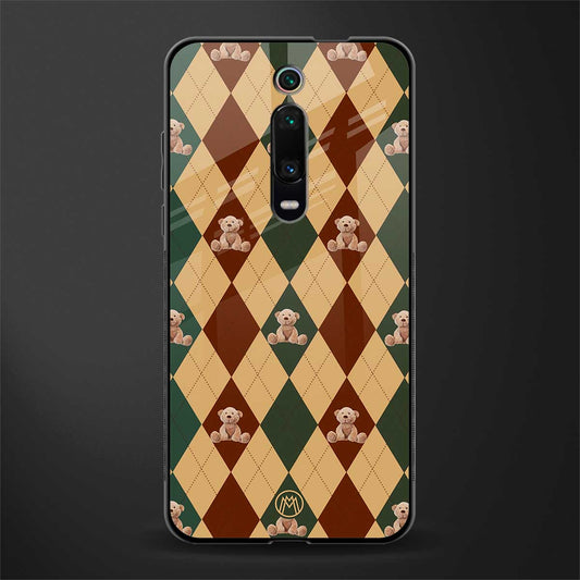 ted checkered pattern glass case for redmi k20 pro image