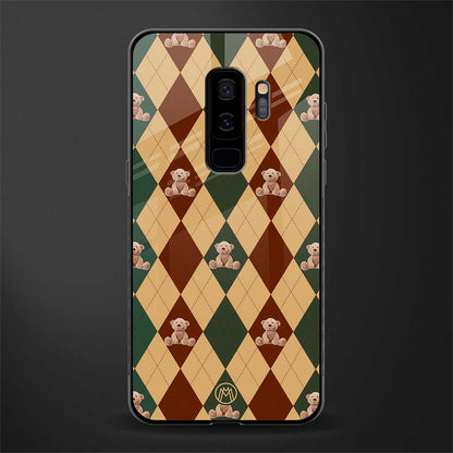 ted checkered pattern glass case for samsung galaxy s9 plus image