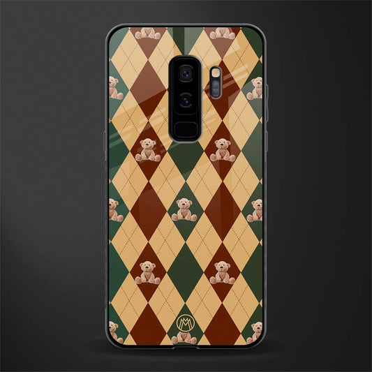 ted checkered pattern glass case for samsung galaxy s9 plus image