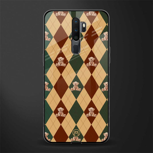 ted checkered pattern glass case for oppo a9 2020 image