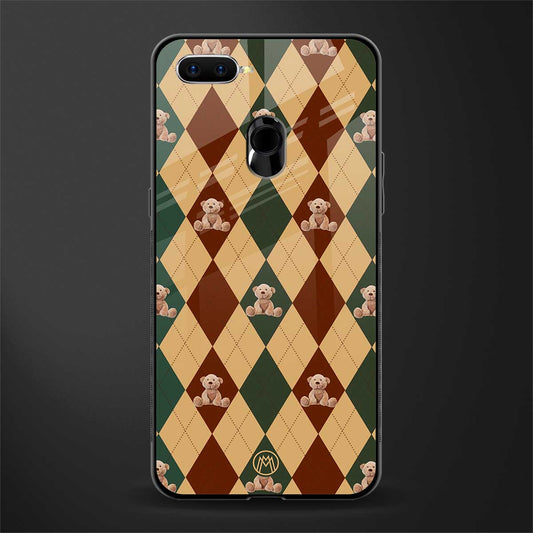 ted checkered pattern glass case for oppo a7 image