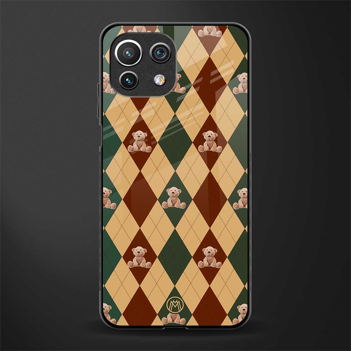 ted checkered pattern glass case for mi 11 lite image