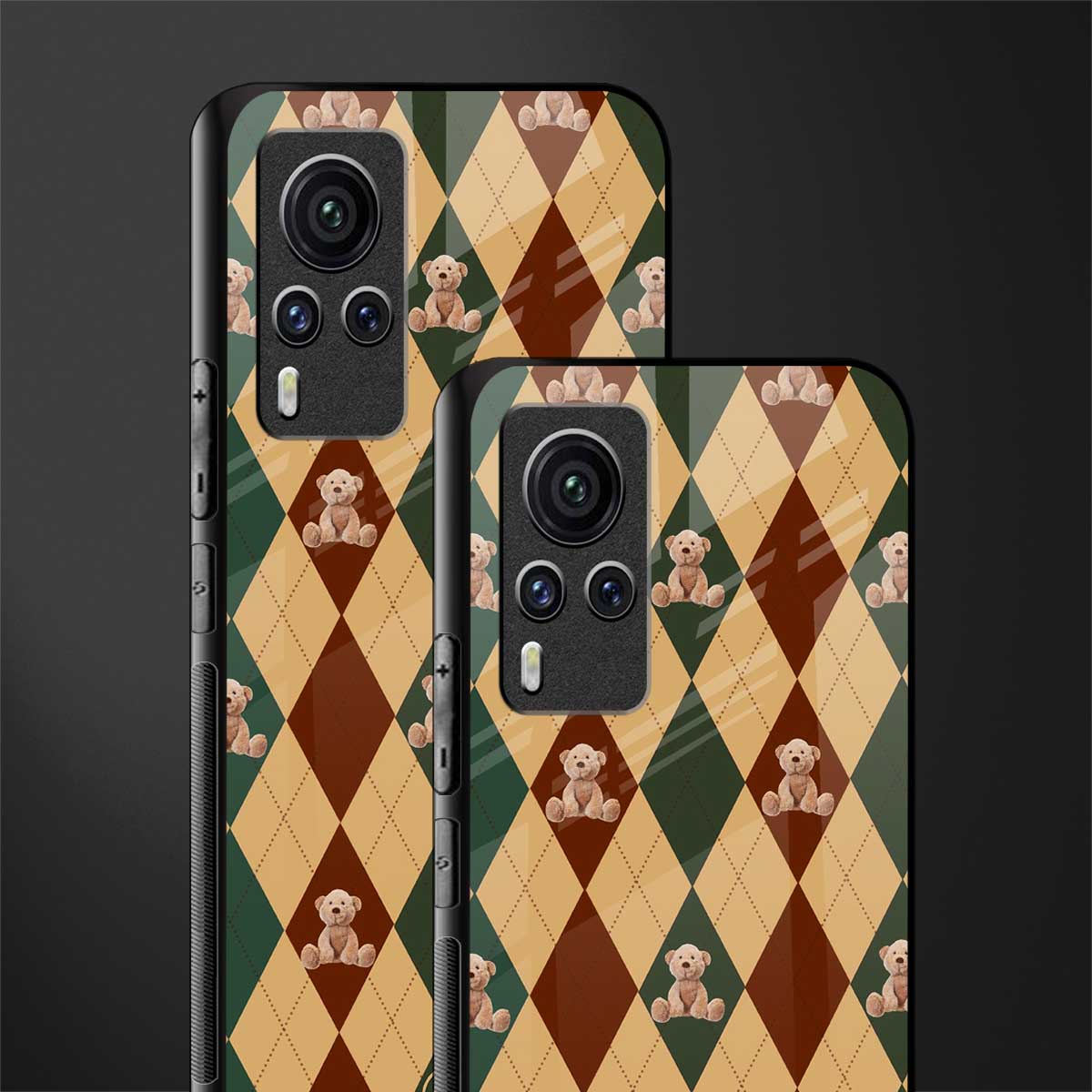 ted checkered pattern glass case for vivo x60 pro image-2
