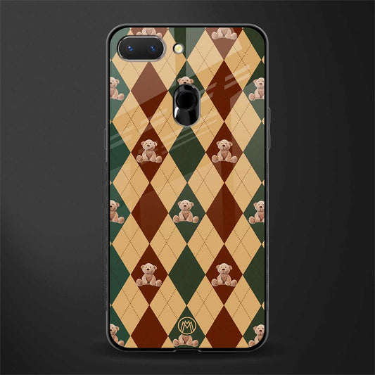 ted checkered pattern glass case for oppo a5 image