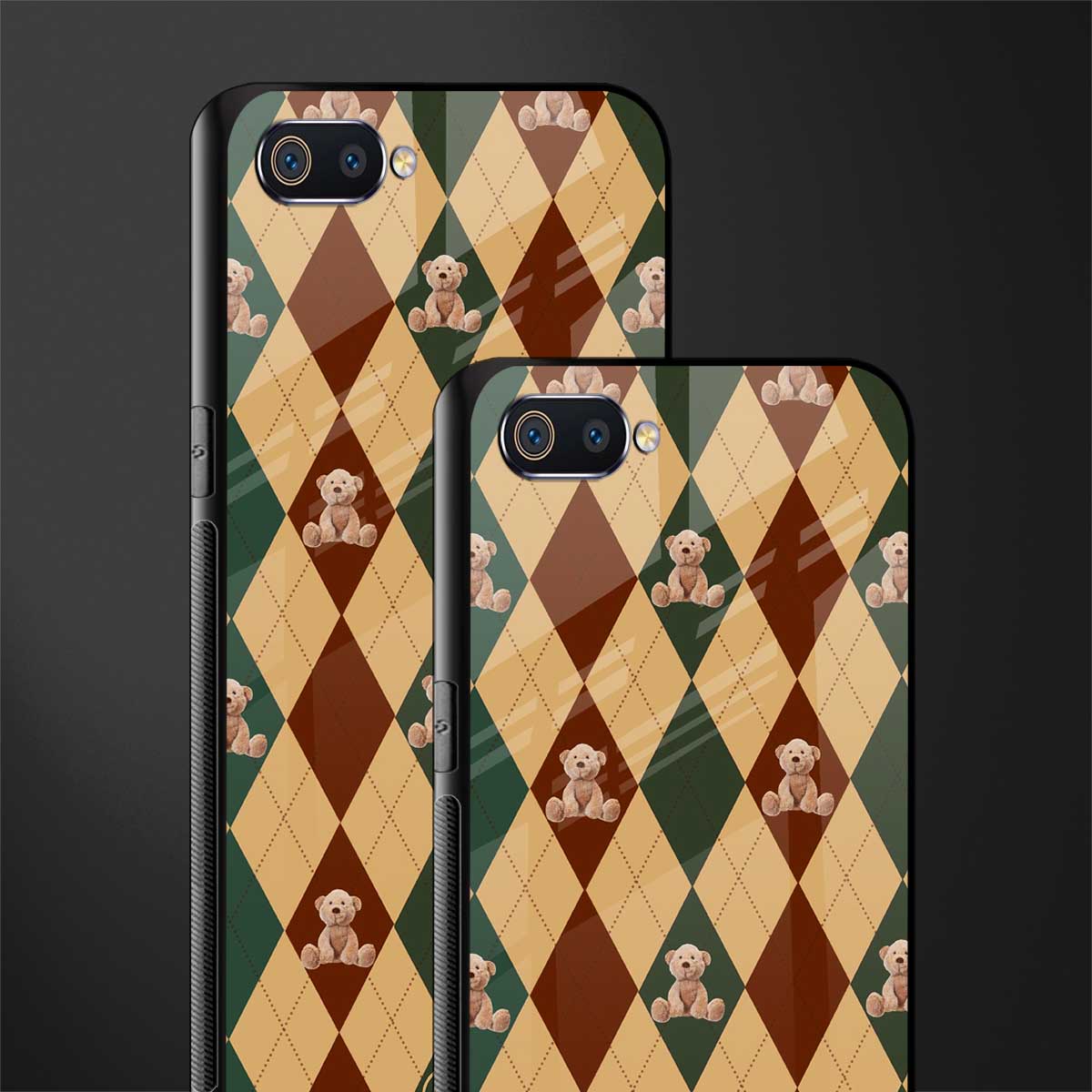 ted checkered pattern glass case for realme c2 image-2