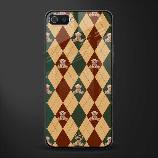 ted checkered pattern glass case for oppo a1k image