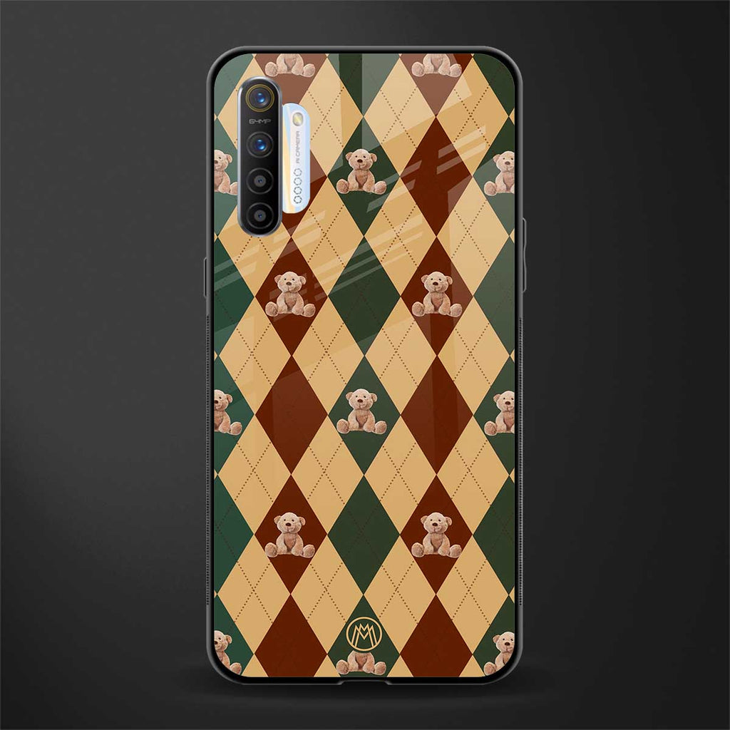 ted checkered pattern glass case for realme x2 image