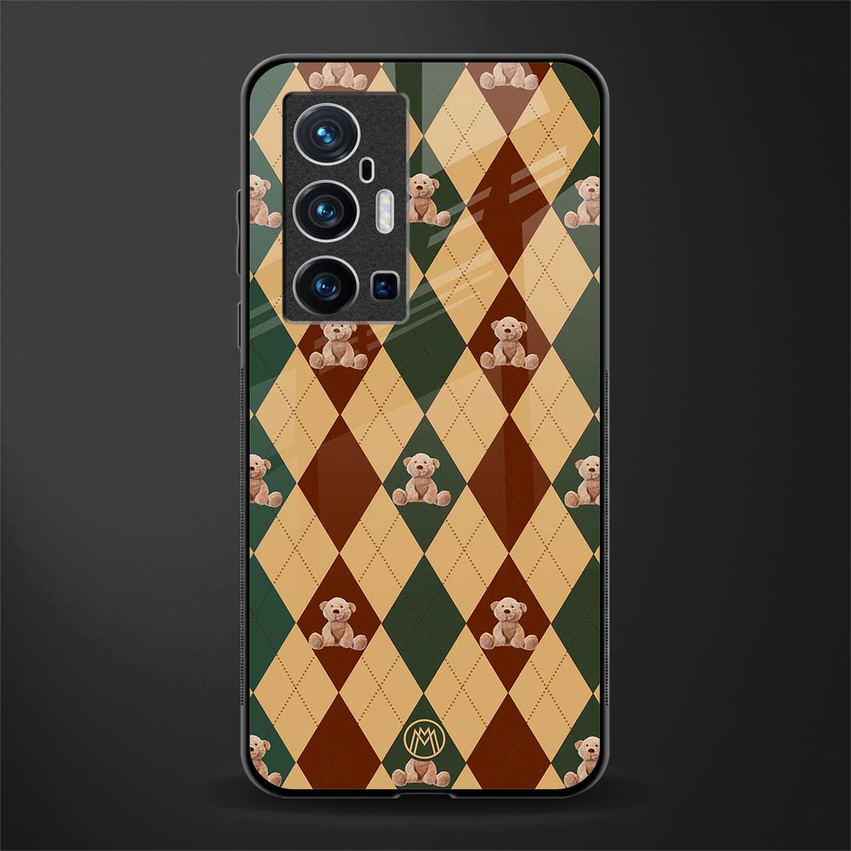 ted checkered pattern glass case for vivo x70 pro plus image