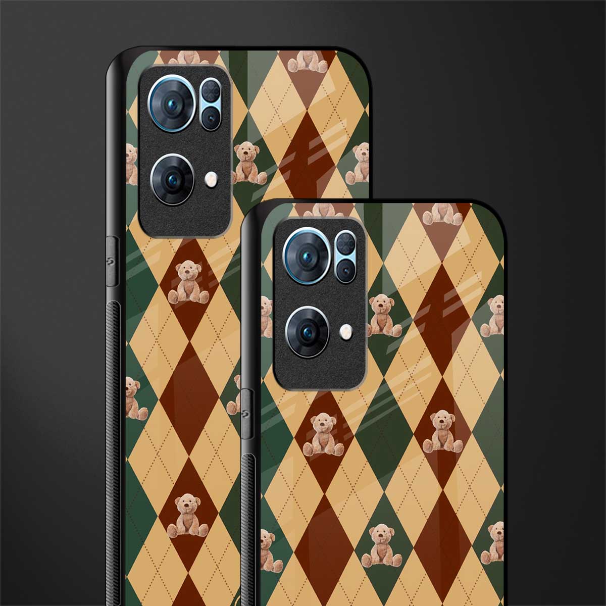 ted checkered pattern glass case for oppo reno7 pro 5g image-2