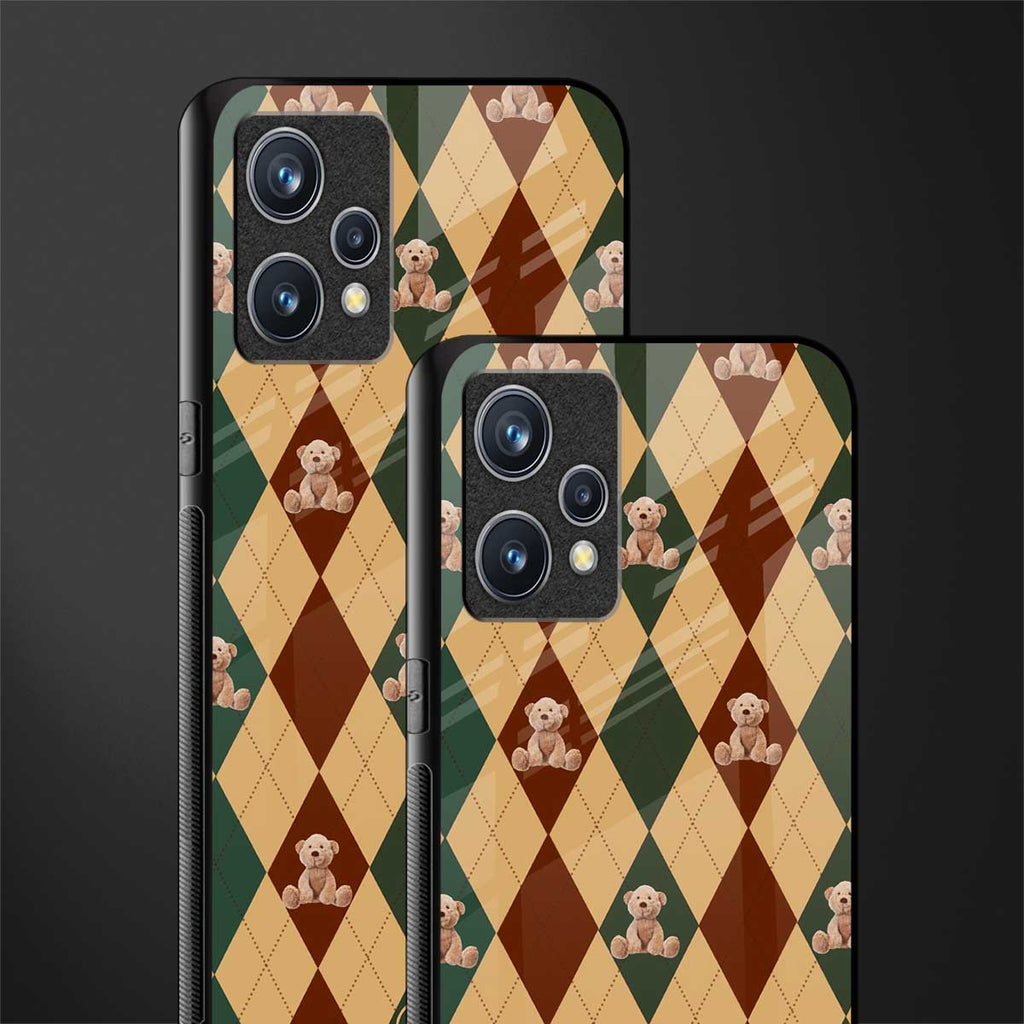ted checkered pattern glass case for realme 9 4g image-2