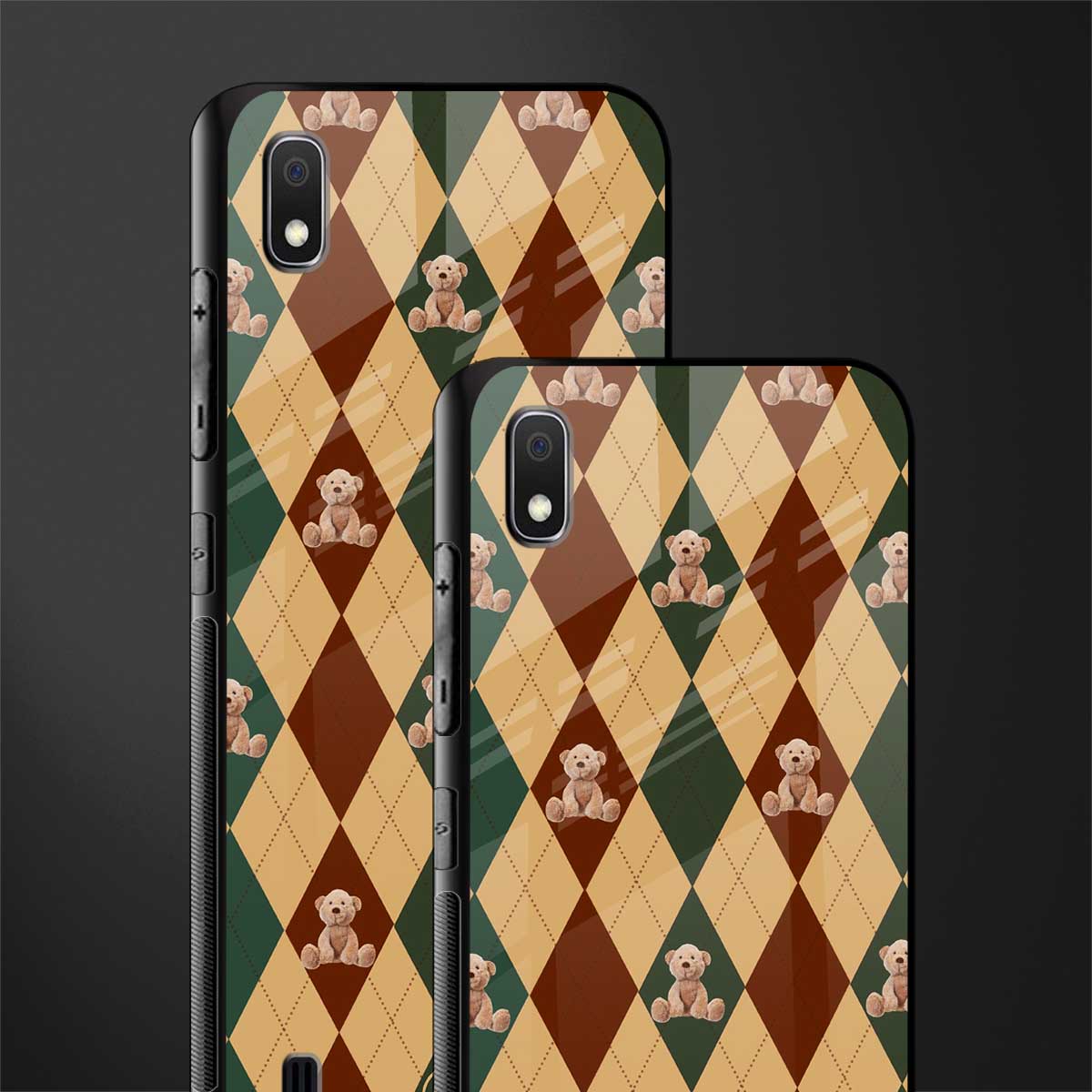 ted checkered pattern glass case for samsung galaxy a10 image-2