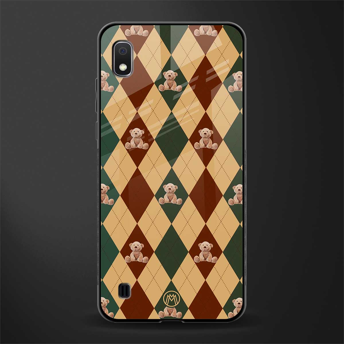 ted checkered pattern glass case for samsung galaxy a10 image