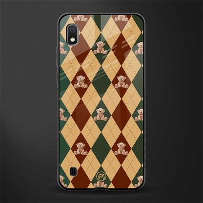 ted checkered pattern glass case for samsung galaxy a10 image