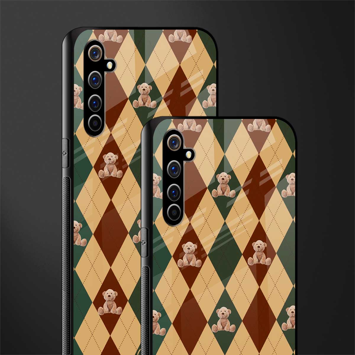 ted checkered pattern glass case for realme x50 pro image-2