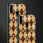 ted checkered pattern glass case for samsung galaxy a20s image-2