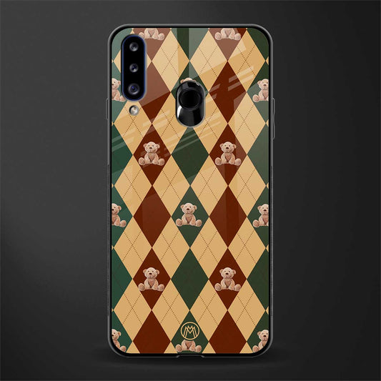 ted checkered pattern glass case for samsung galaxy a20s image
