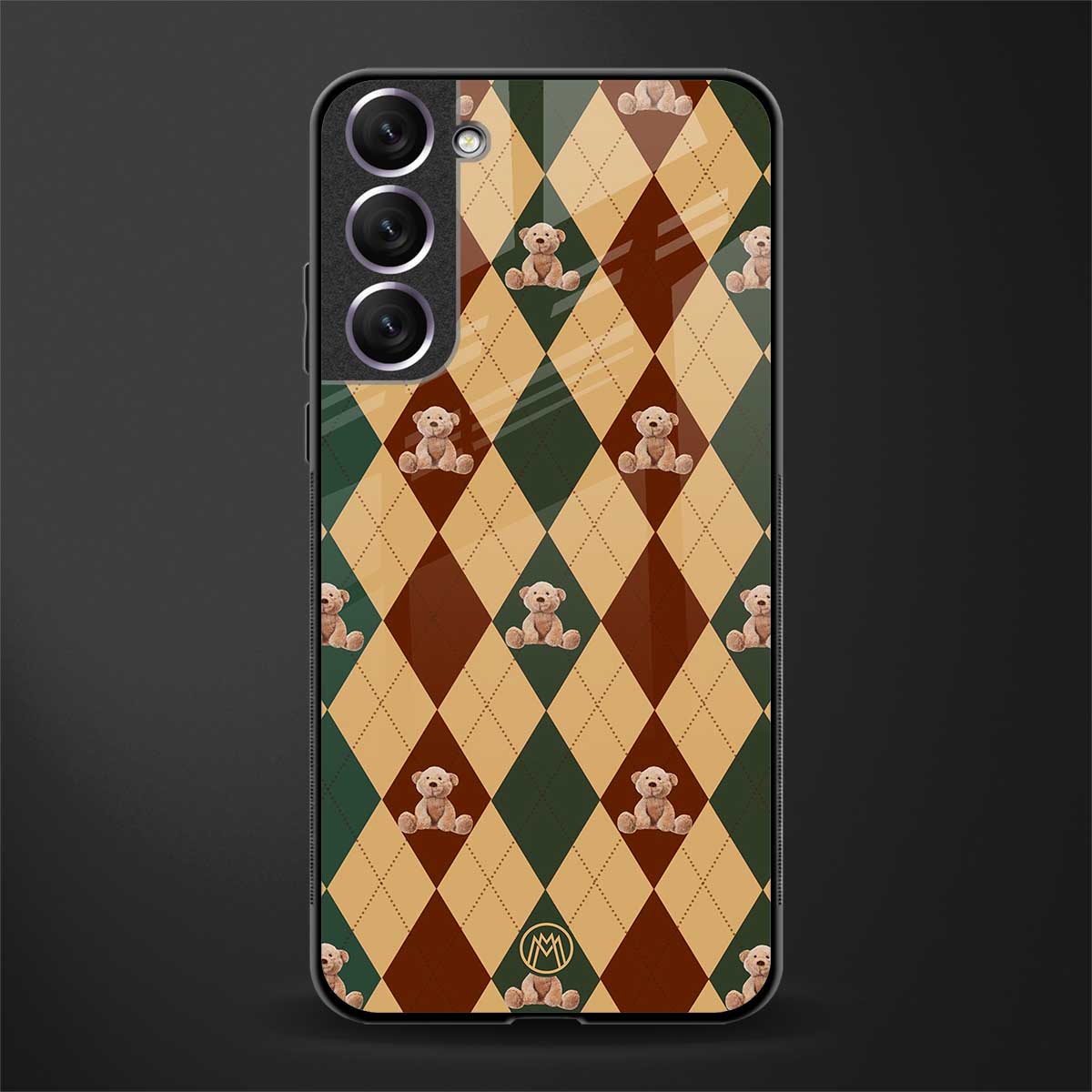 ted checkered pattern glass case for samsung galaxy s22 plus 5g image